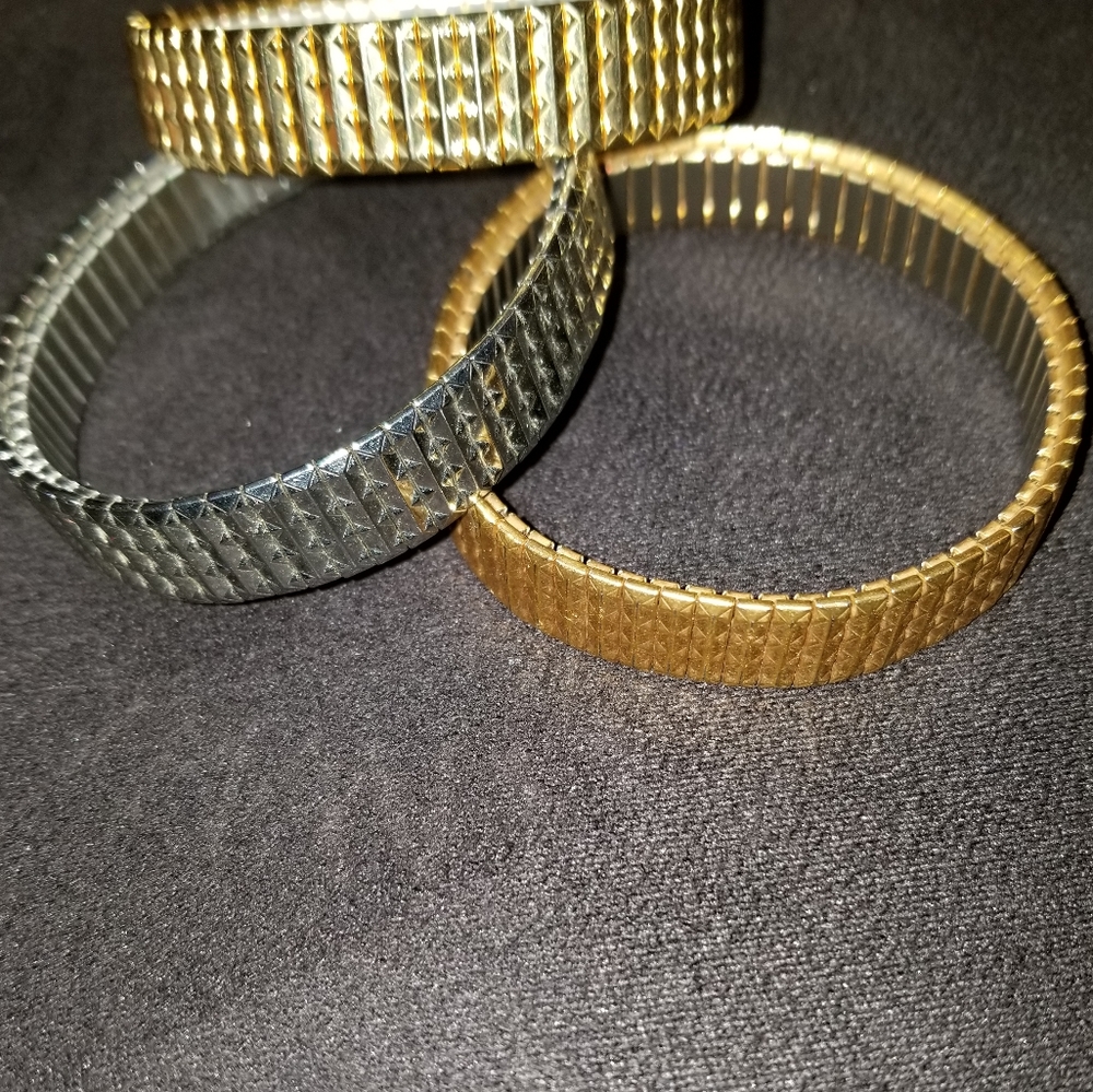 Stainless Steel Stretch Tricolor Bracelet Set